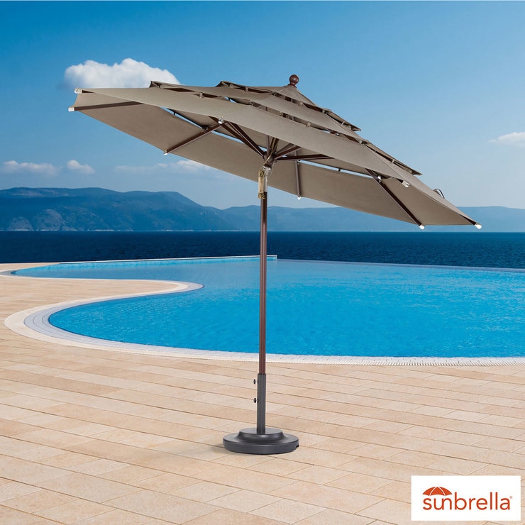 Activa Proshade 11ft 3 3m Wood Look Aluminium Market Umbrella In Cast Shale Costco Uk