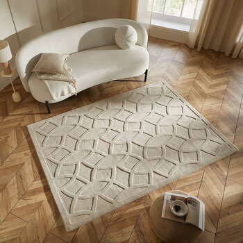 Concept Looms Priory Taupe Circles Rug in 4 Sizes