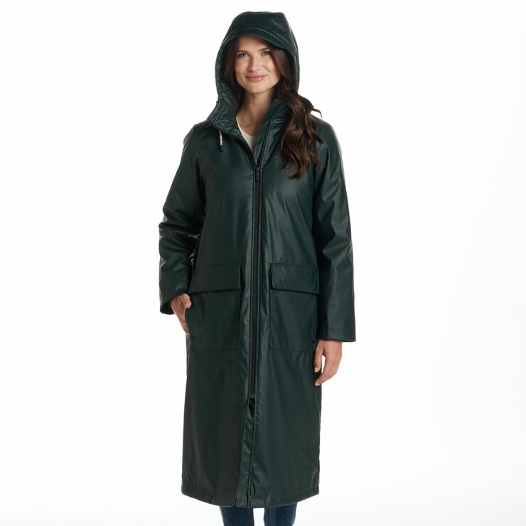 Weatherproof Ladies Long Slicker Jacket in Green, Large
