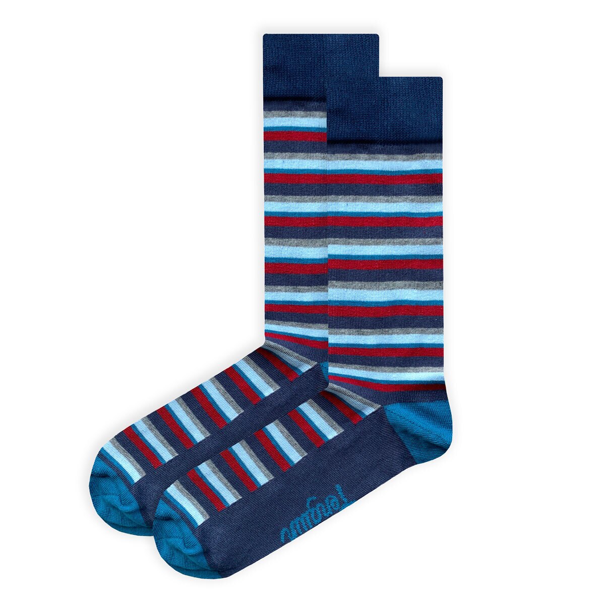 Original Penguin Men's Striped Socks, 6 Pack in Teal, Navy and Red