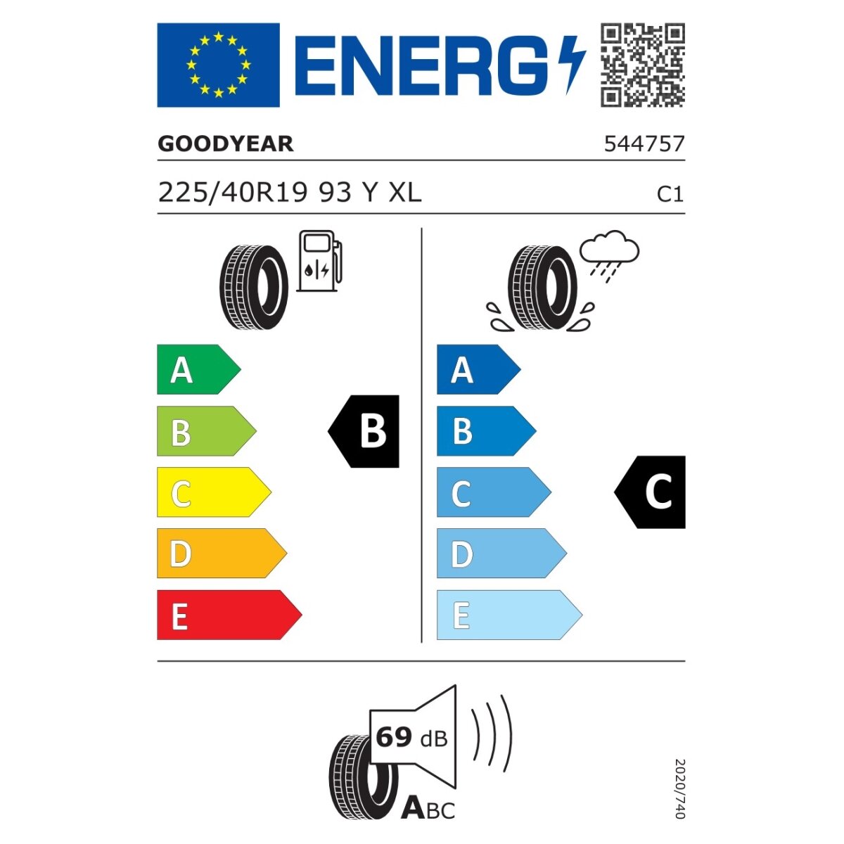 Goodyear 225/40R19 93Y EAG F1 ASY 3 * XL ROF