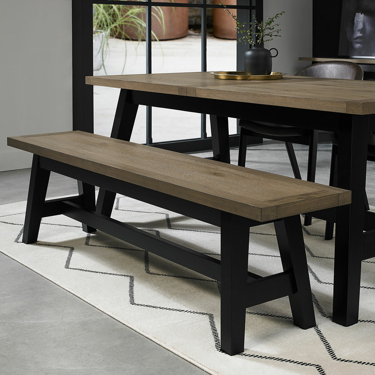 Bentley Designs Camden Weathered Oak & Peppercorn Small Bench, 177cm