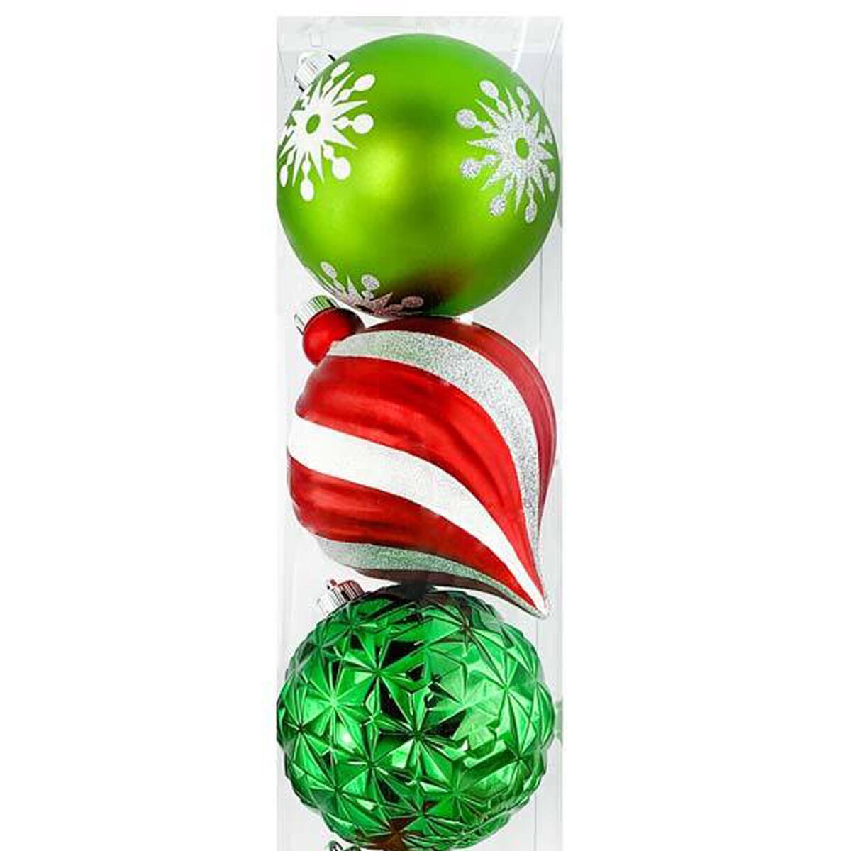 6 Inch (15cm) Shatter-Resistant Christmas Ornaments Set of 6 in Green And Red