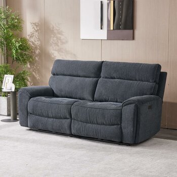 Atlanta Grey Cord Fabric Power Reclining Large 2 Seater Sofa