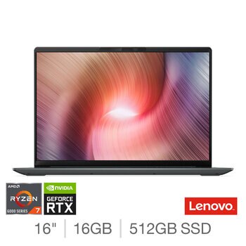 Lenovo IdeaPad 5 Pro, AMD Ryzen 7, 16GB RAM, 512GB SSD, NVIDIA GeForce RTX 3050Ti, 16 Inch Laptop, 82SN00DTUK