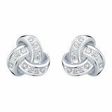 0.15ctw Round Brilliant Cut Diamond Knot Earrings, 14ct White Gold