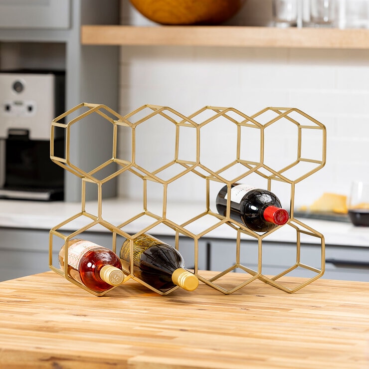 Evergreen 11 Bottle Wine Rack in Gold