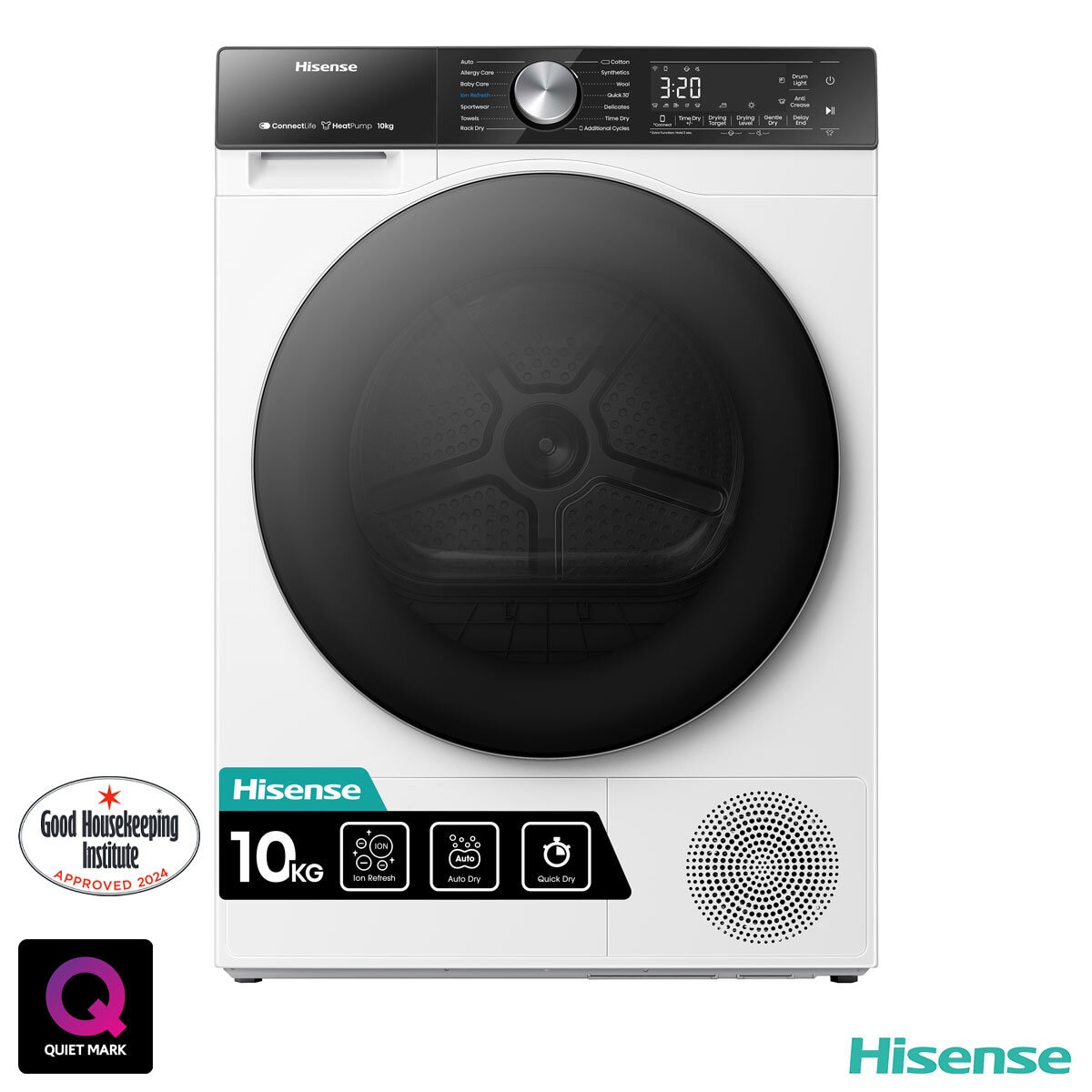 Hisense DH5S102BW, 10kg Heat Pump Dryer A+++ Rating in White