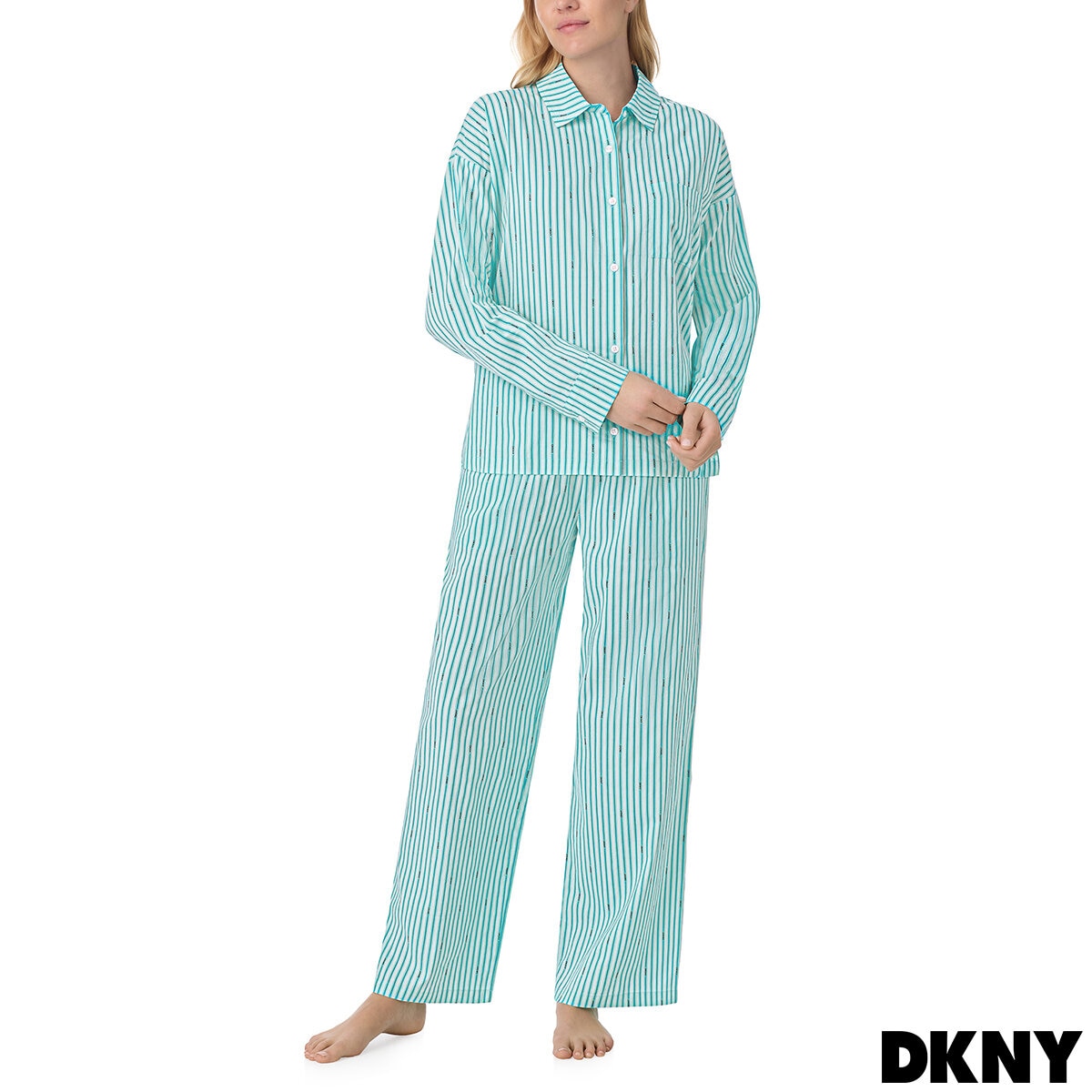 DKNY Ladies Cotton Blend Pyjama Set in Mint