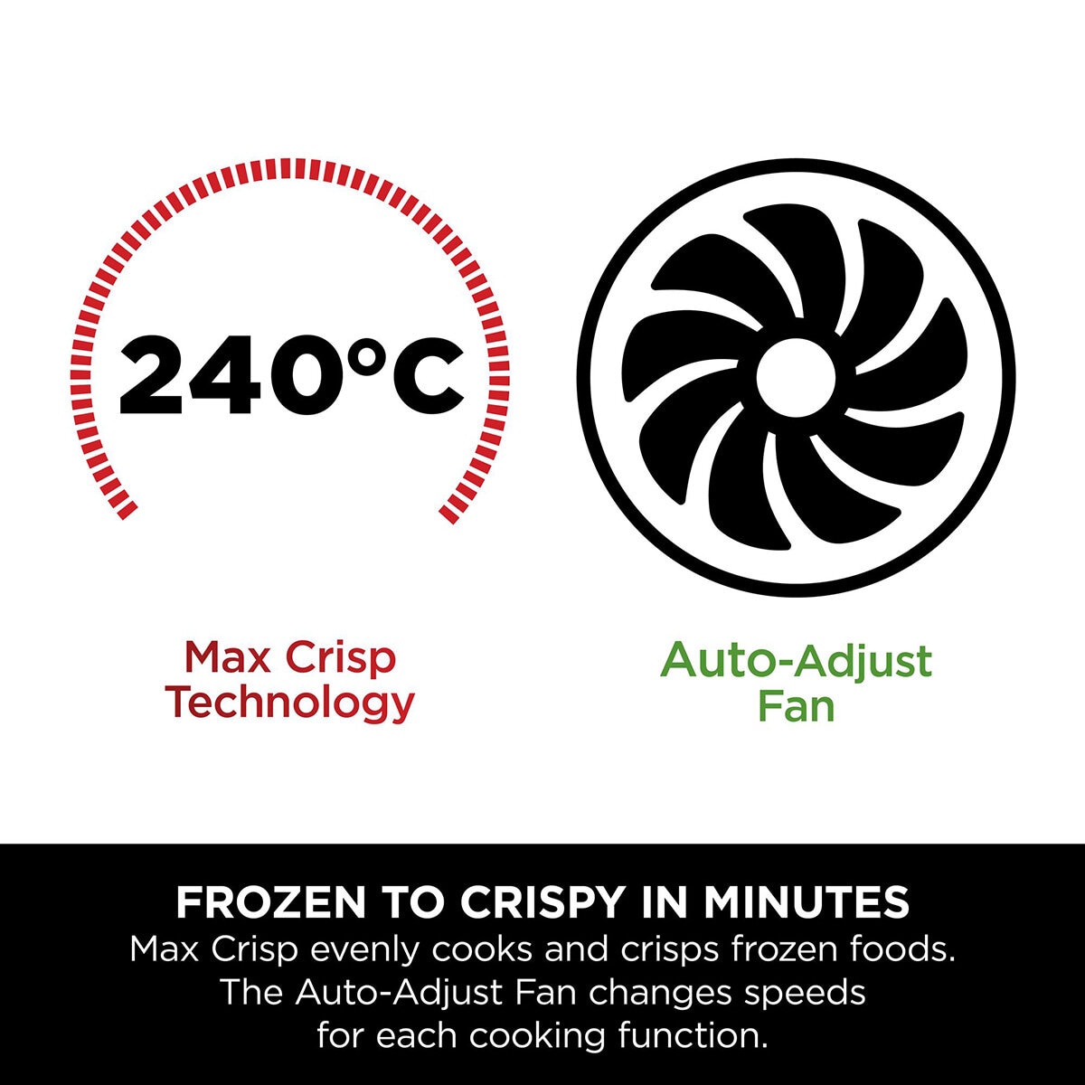 Lifestyle image showing frozen to crispy in minutes Lifestyle image showing frozen to crispy in minutes