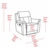 Oscar Grey Leather Power Reclining Armchair with Power Headrest