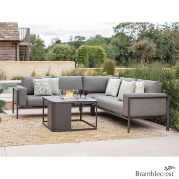 Bramblecrest Brisbane Modular Sofa Patio Set with Firepit Coffee Table