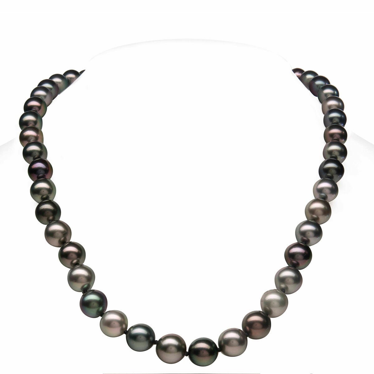 8-10mm Cultured Tahitian Pearl Necklace, 14ct White Gold