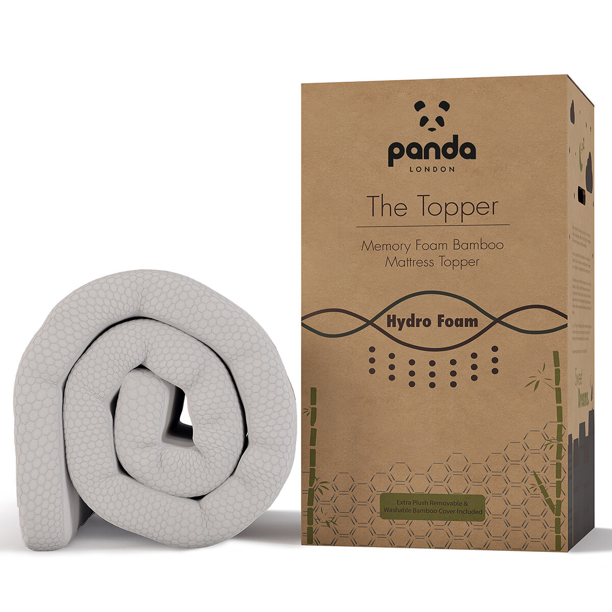Panda Memory Foam Bamboo Mattress Topper, King