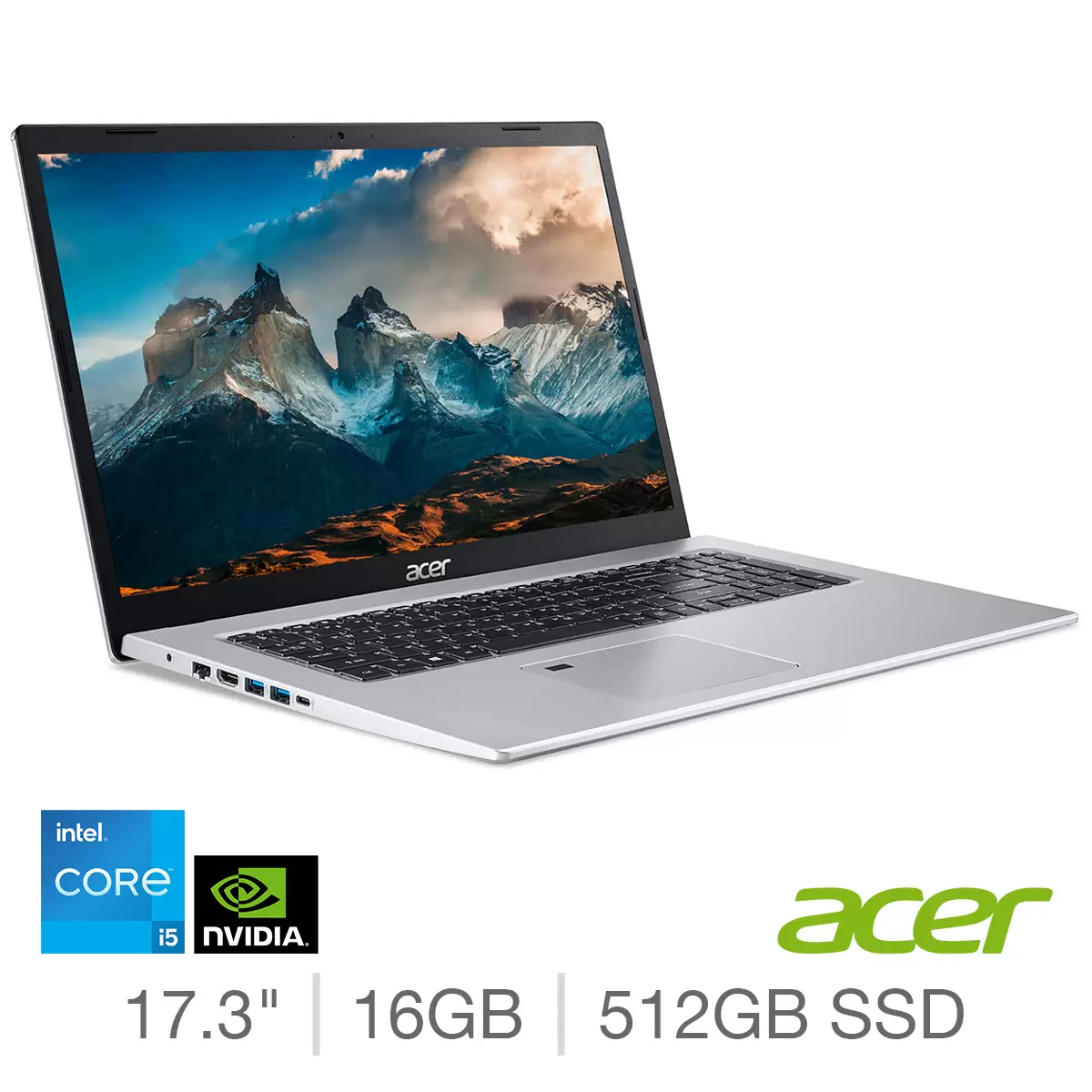 Acer Aspire 5, Intel Core i5, 16GB, 512GB SSD, 17.3 Inch, Laptop, NVIDIA Geforce MX450, NX.AAQEK.003