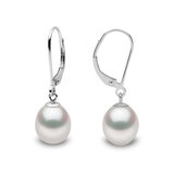 9mm Cultured Freshwater White Pearl Earrings, 18ct White Gold