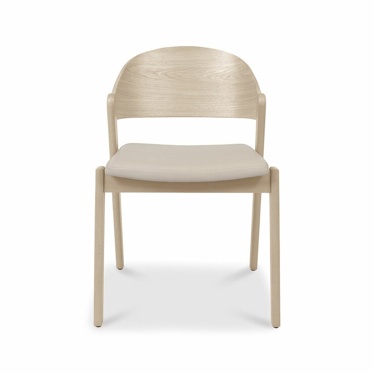 Bentley Designs Vega Scandi Light Oak Beige Leather Dining Chair, 2 Pack