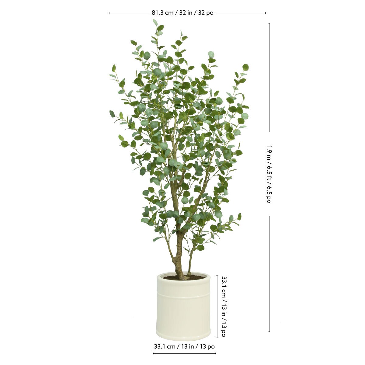 Artificial 6.5ft Eucalyptus Tree in French Crock Planter