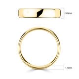5.0mm Basic Light Court Wedding band. 18ct Yellow Gold