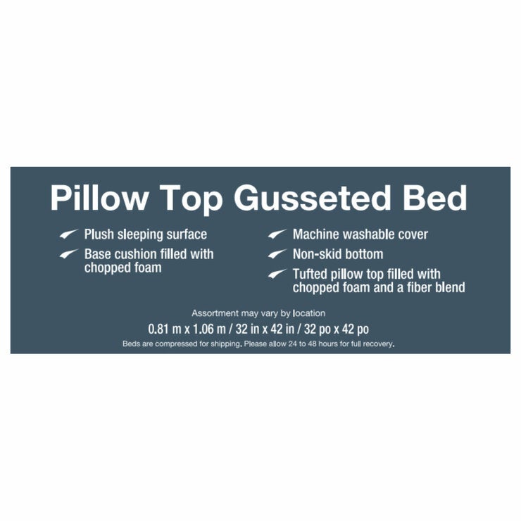Kirkland Signature Pillow Top Gusseted Pet Bed, 32" x 42" (81.3 x 106.7cm) in 2 Options Kirkland Signature Pillow Top Gusseted Pet Bed, 32" x 42" (81.3 x 106.7cm) in 2 Options
