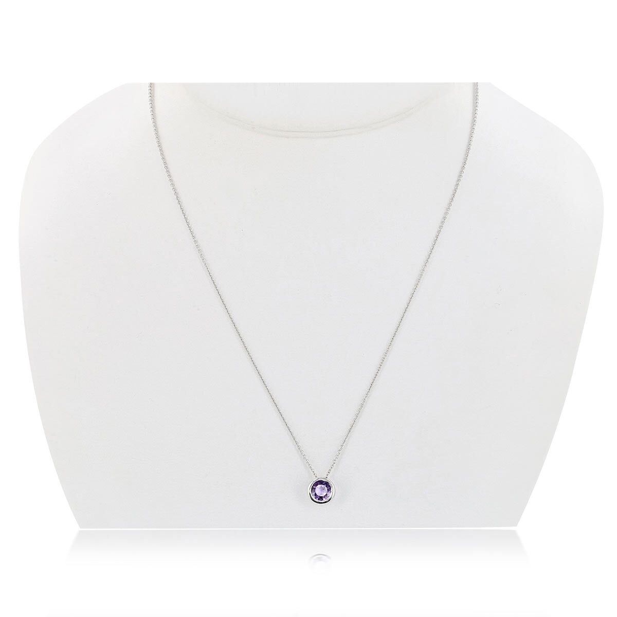 Amethyst Birthstone Pendant, 14ct White Gold