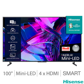 Hisense 100U7KQTUK 100 Inch Mini LED 4K UHD Smart TV 