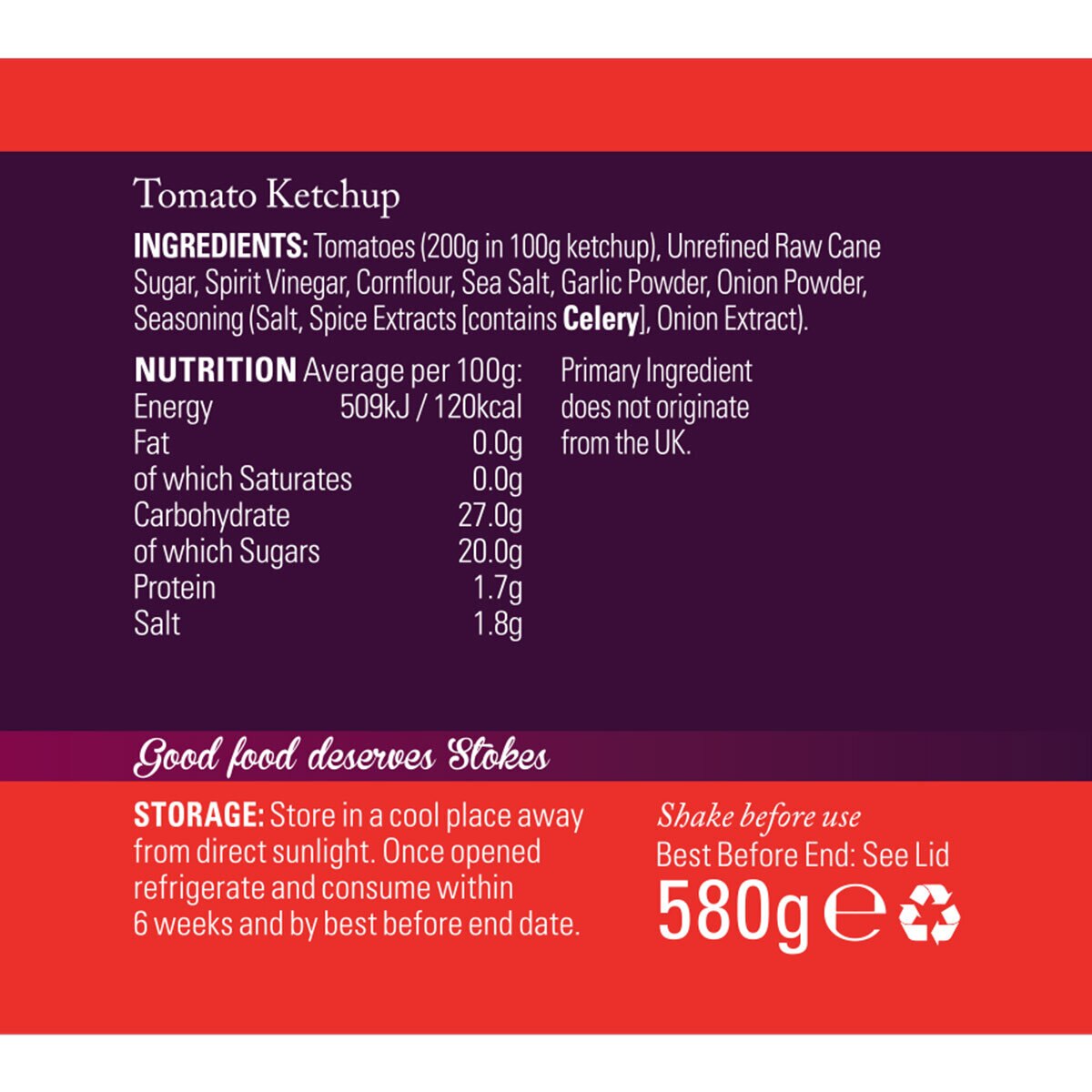 Stokes Tomato Ketchup, 2 x 580g