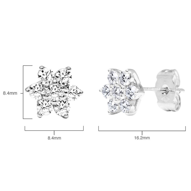 0.66ctw Round Brilliant Cut Diamond Cluster Earrings, 18ct White Gold 0.66ctw Round Brilliant Cut Diamond Cluster Earrings, 18ct White Gold