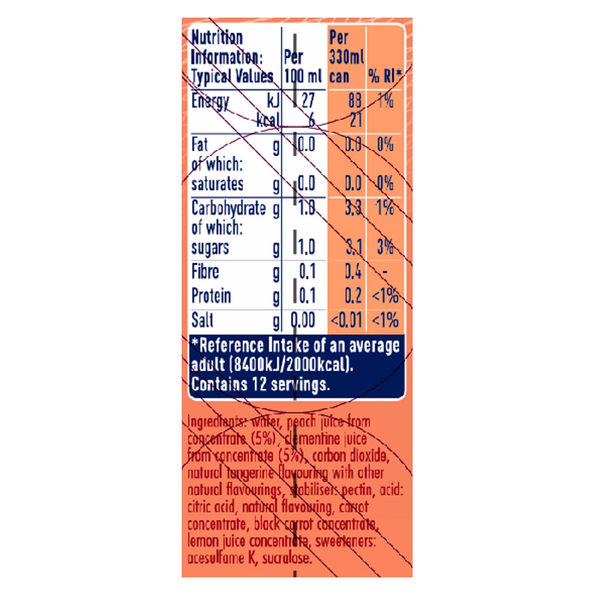 Ingredients and Nutritional Info Peach