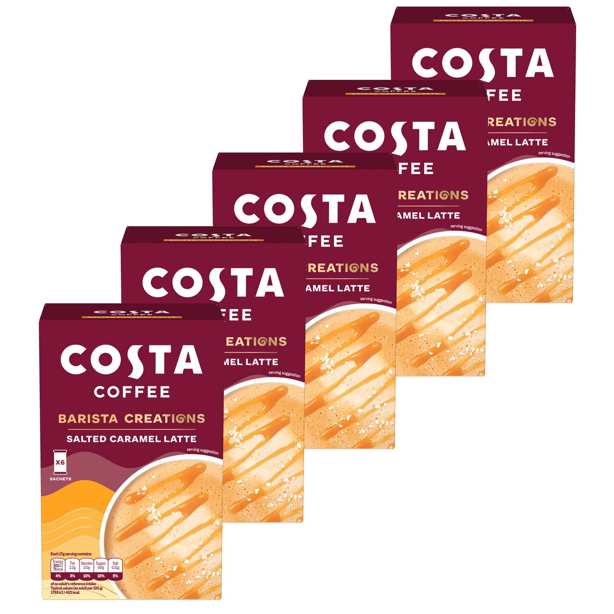 Costa Coffee Salted Caramel Latte, 30 x 17g Sachets