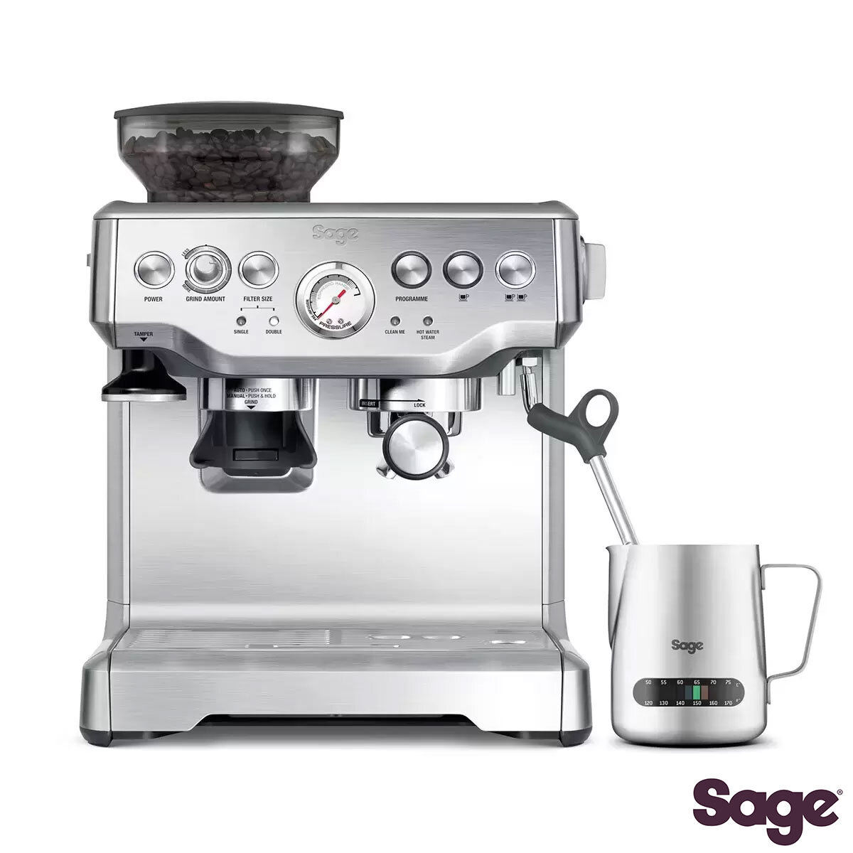 Sage Barista Express Bean to Cup Coffee Machine in Brushed Stainless Steel, BES875UK