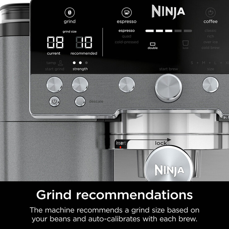 Close up of Ninja Luxe Café Premier Espresso Machine's screen