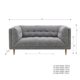 Isla Grey Fabric Large 2 Seater Sofa