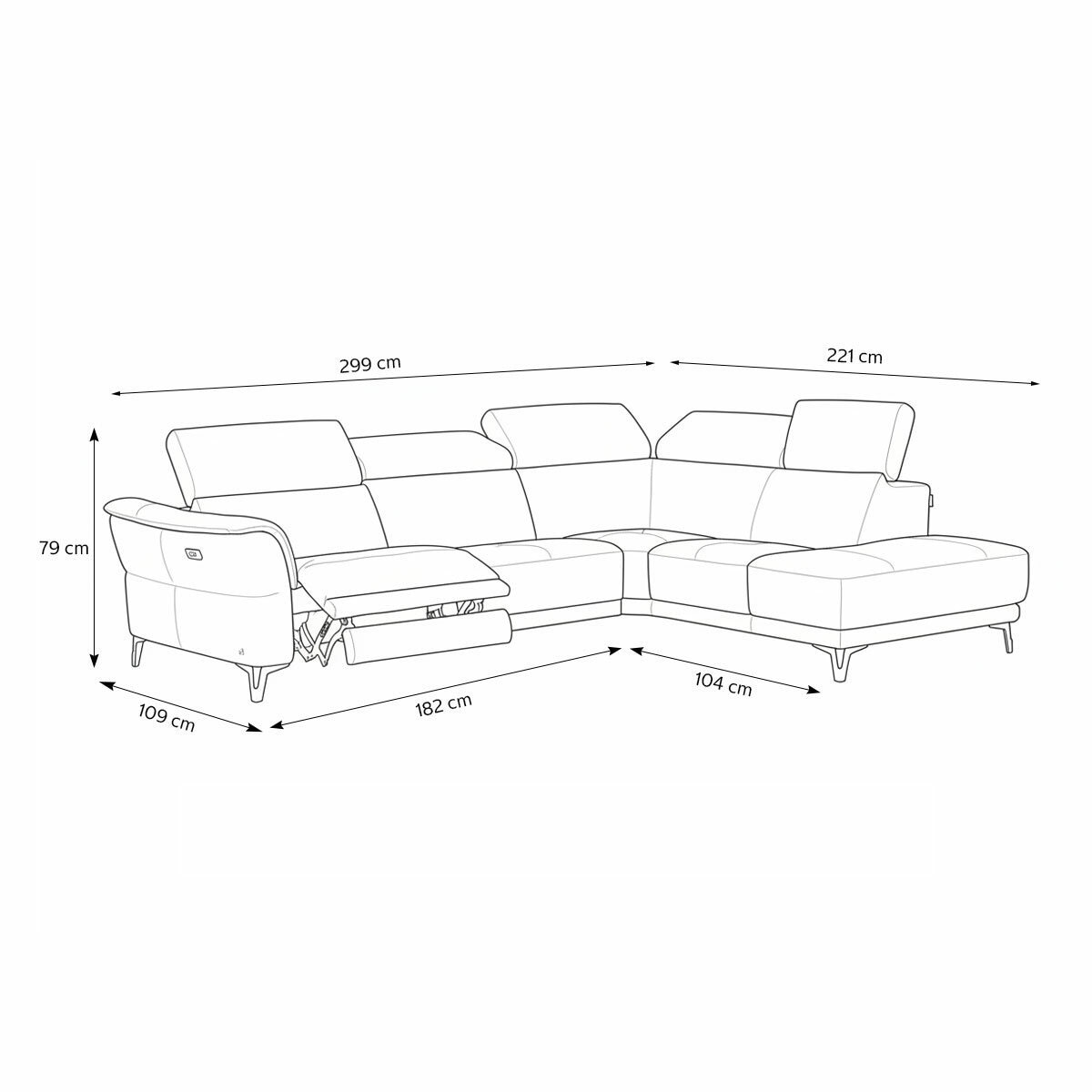 Nicoletti Charleston Beige Leather Power Reclining Corner Sofa with Chaise in 2 Configurations