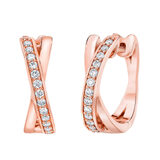 0.25ctw Cross Hoop Diamond Earrings, 14k Rose Gold
