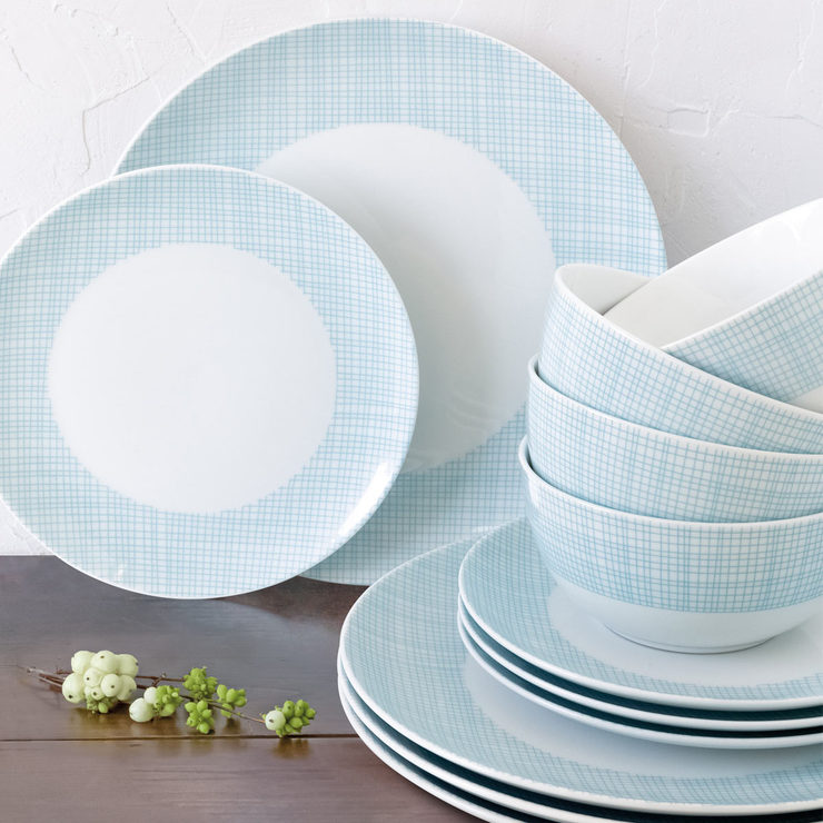 Over & Back Crossroads Effect 12 Piece Dinnerware Set, Blue Costco UK