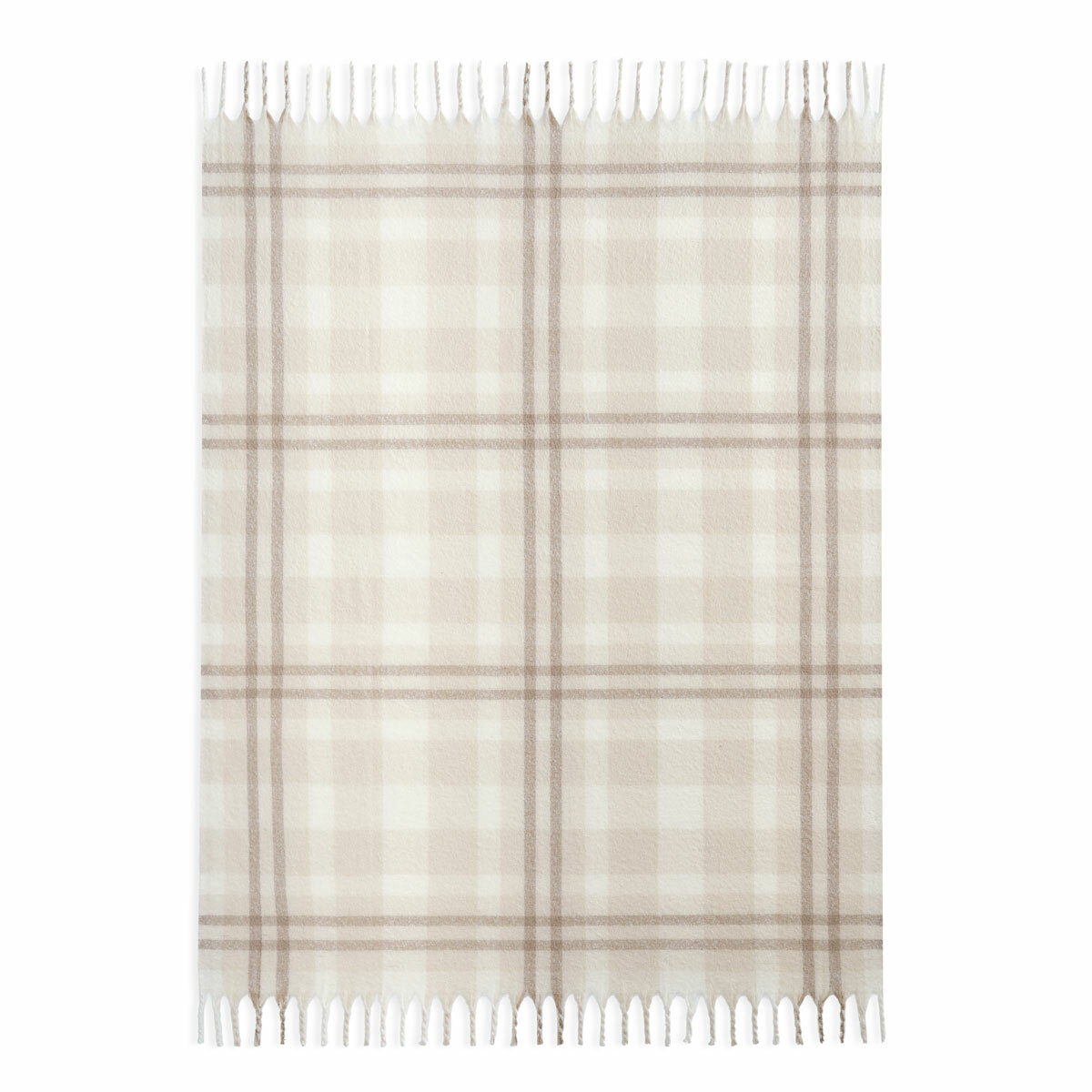 Beige Faux Fur Throw laid out flat with plain background