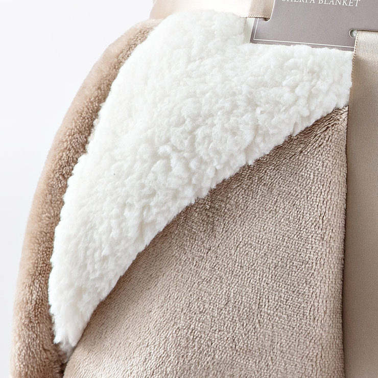 Maison & Jardin King Size Velvet Sherpa Blanket Available in Tan