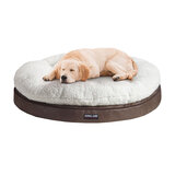 Kirkland Signature Round Pillow Orthopaedic Dog Bed, Brown with Faux Leather