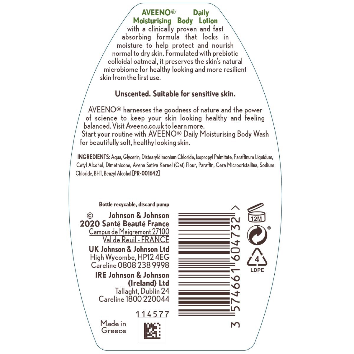 Back of Pack Label