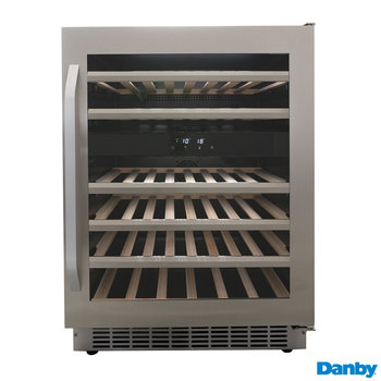 Danby DWC134KD1BSS, 46 Bottle Freestanding, Dual Zone Wine Cooler in Stainless Steel