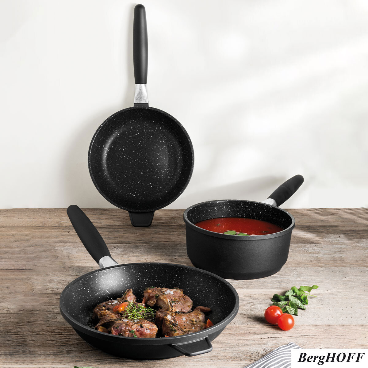 BergHOFF Eurocast Non-Stick Frying Pans, 3 Piece Set