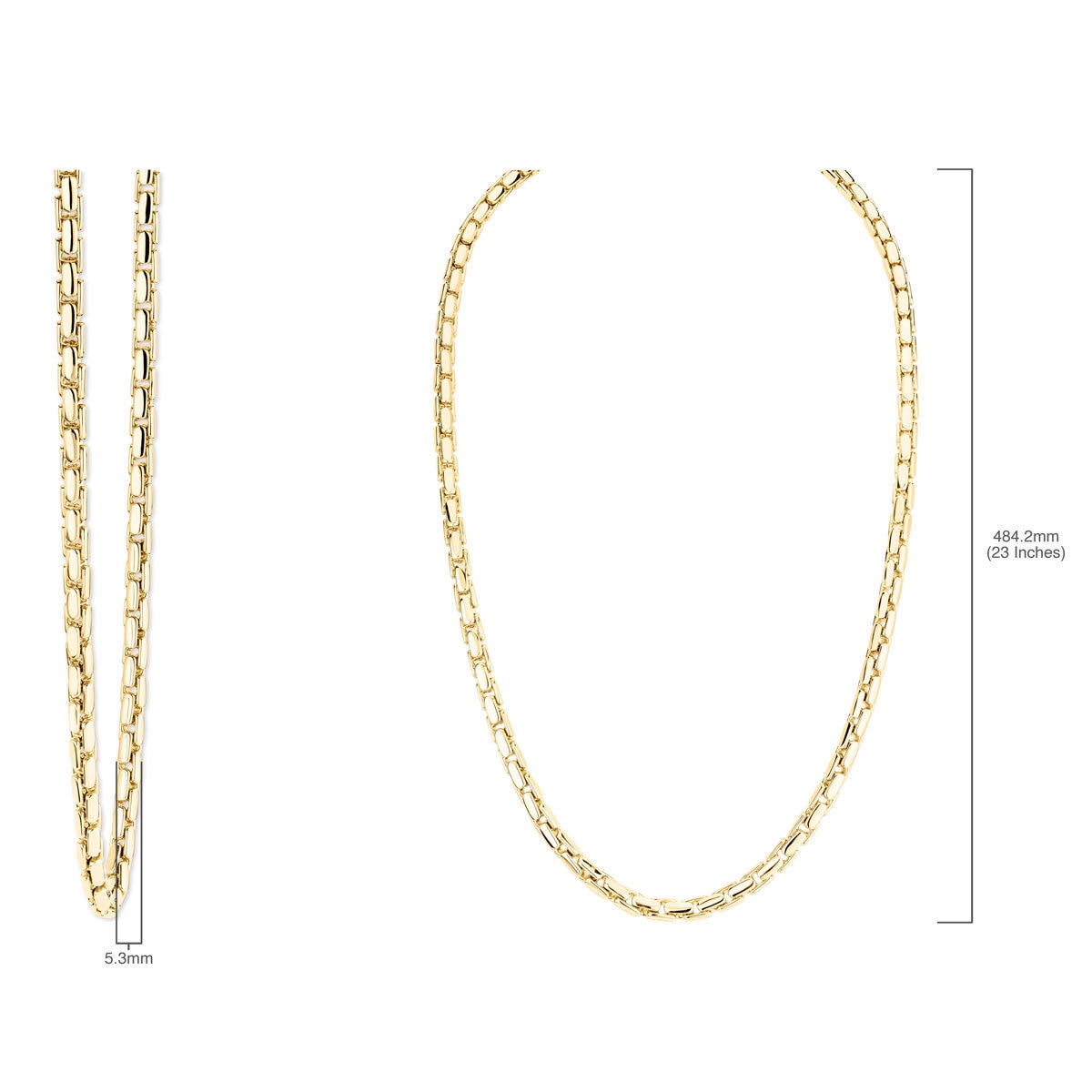 14ct Yellow Gold Rectangle Interlocking Necklace