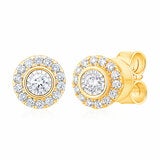 0.22ctw Round Brilliant Cut Diamond Halo Earrings, 14ct Yellow Gold 0.22ctw Round Brilliant Cut Diamond Halo Earrings, 14ct Yellow Gold