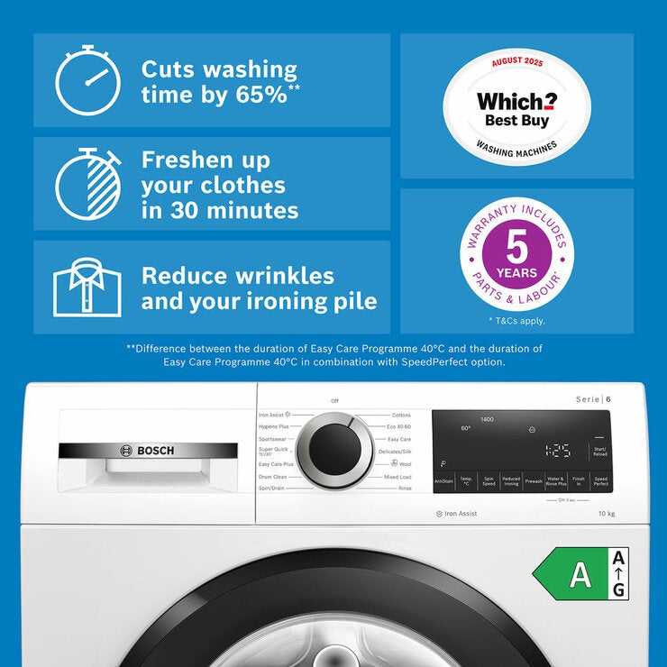 Bosch WGG254Z1GB Series 6, 10kg Washing Machine, A Rated in White Bosch WGG254Z1GB Series 6, 10kg Washing Machine, A Rated in White