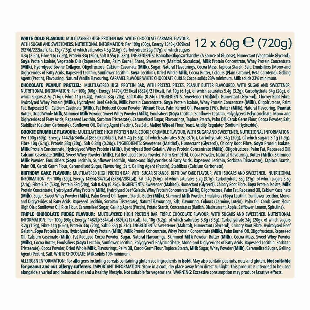 Ingredients and nutritional info