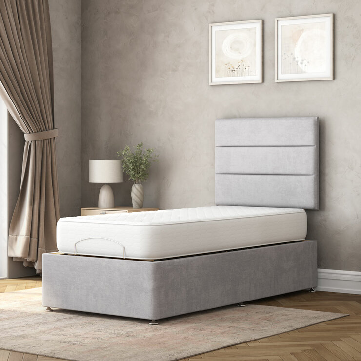 Highgrove Fenton Grey Fabric Electric Adjustable Bed Base With Medium Memory Foam Mattress Highgrove Fenton Grey Fabric Electric Adjustable Bed Base With Medium Memory Foam Mattress