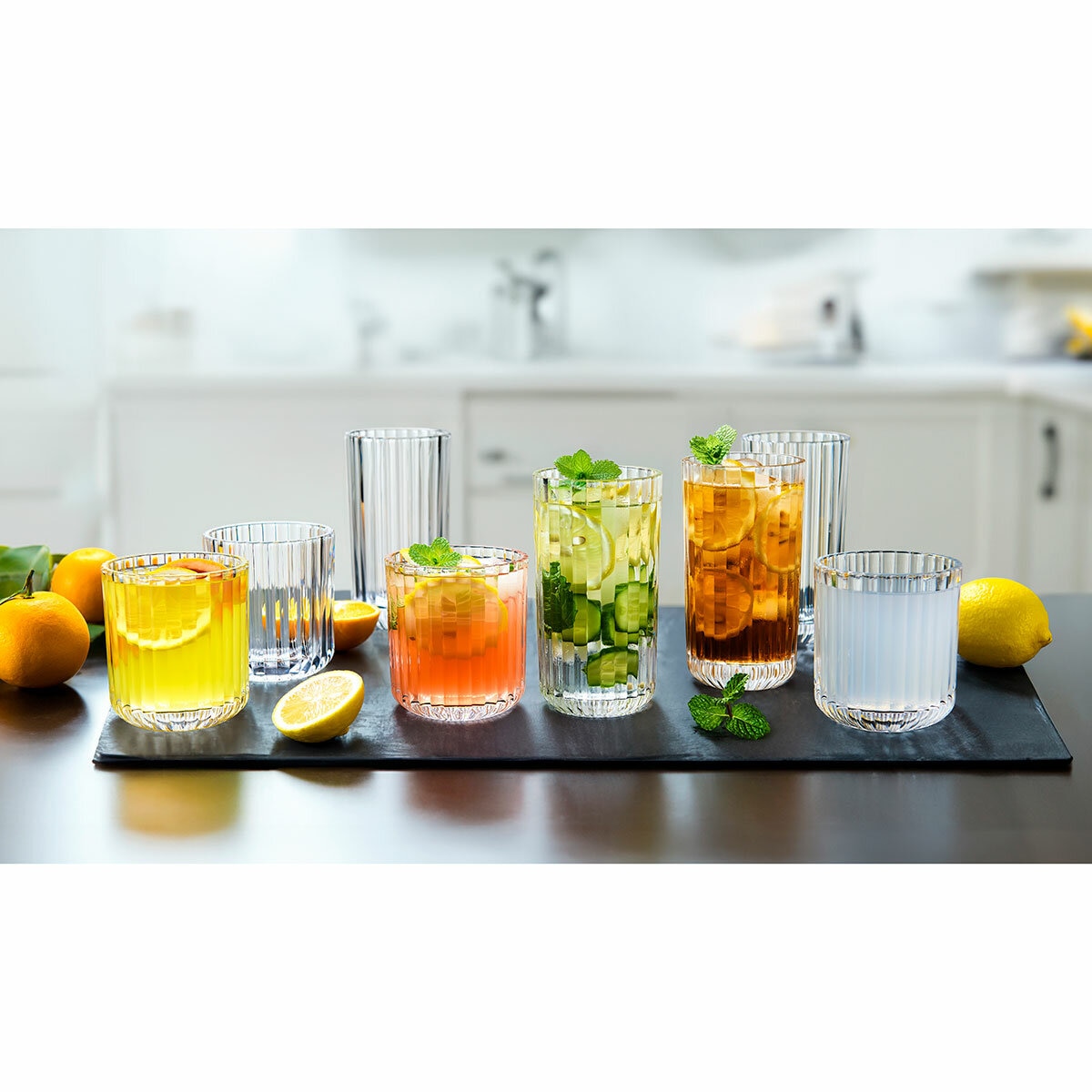 King Crystal Lotus Drinkware Set, 16 Piece