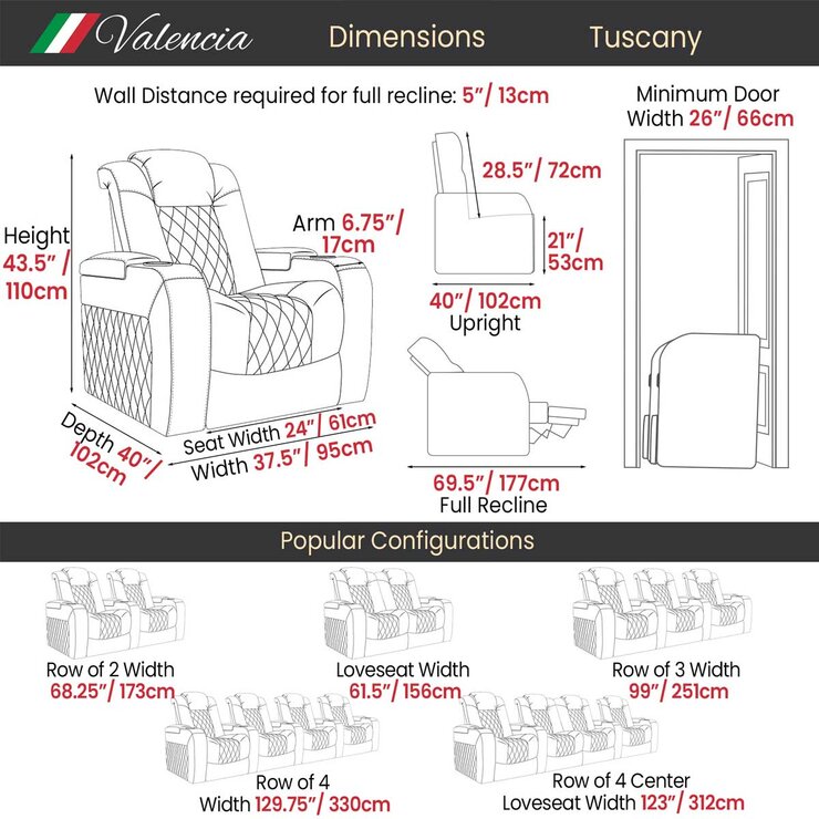 Valencia Tuscany Black Leather Power Reclining Home Theatre Chair Valencia Tuscany Black Leather Power Reclining Home Theatre Chair