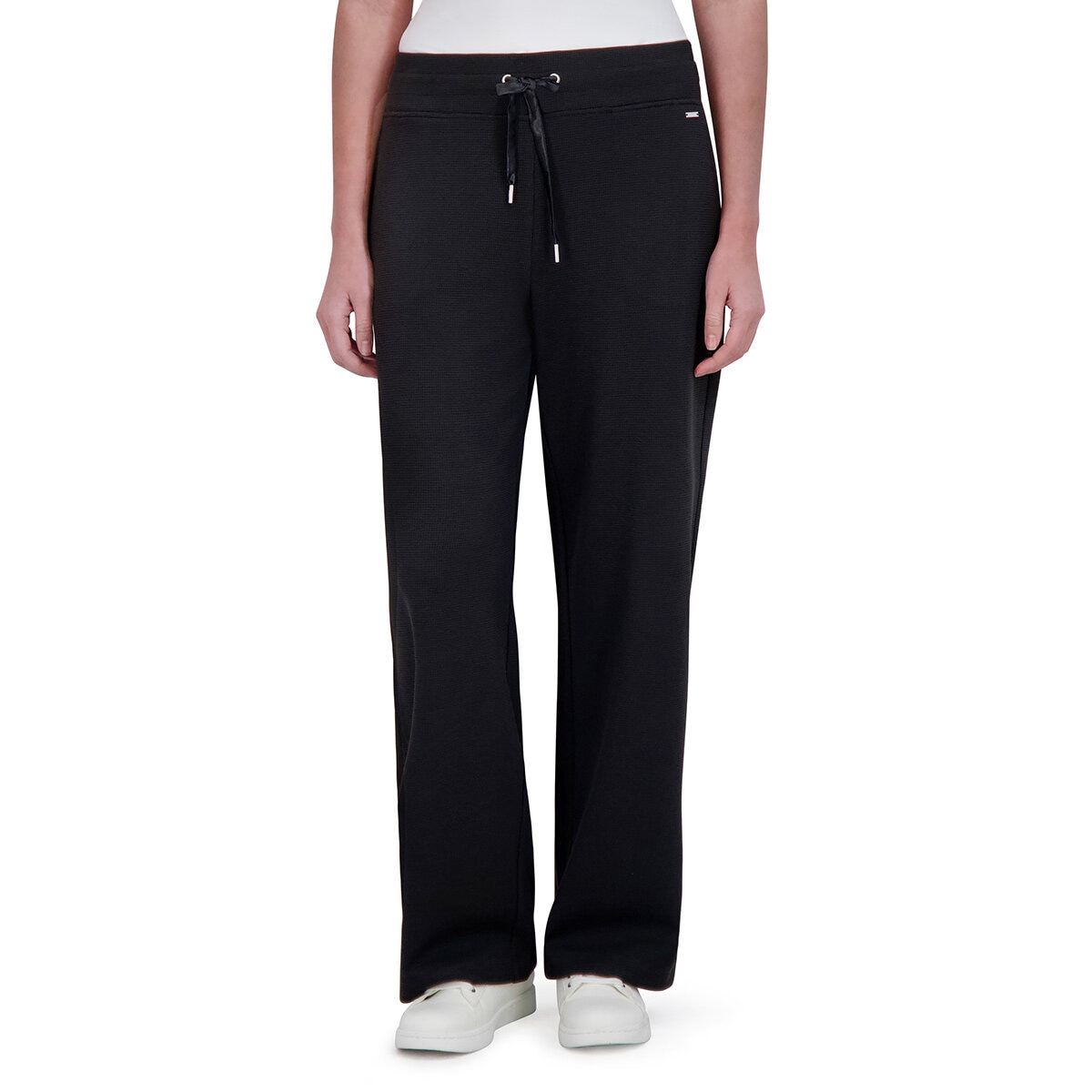 DKNY Ladies Waffle Knit Pant in Black